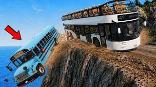 School Bus Hanging On Cliff😱Dangerous Crash! | BeamNG.drive #01
