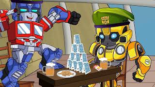 Big & Small Optimus Prime Transformer vs Train Thomas, Godzilla Cyberverse Robot Autobots Animated!