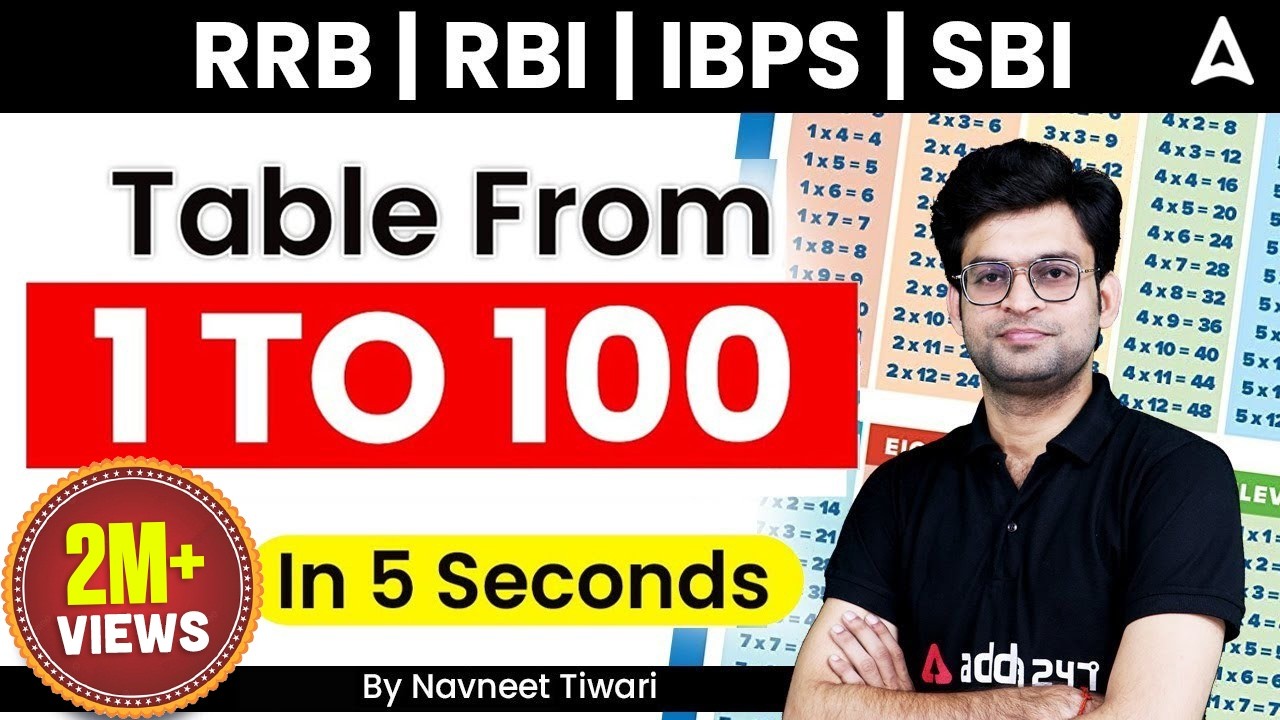 RRB | RBI | IBPS | SBI |  Tables from 1 to 100 in 5 Seconds | Super Trick |  Maths by Navneet Tiwari