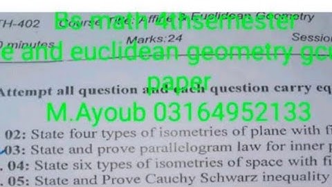 Gcuf solved past paper of Affine and Euclidean geometry of bs Bs math 4 semester