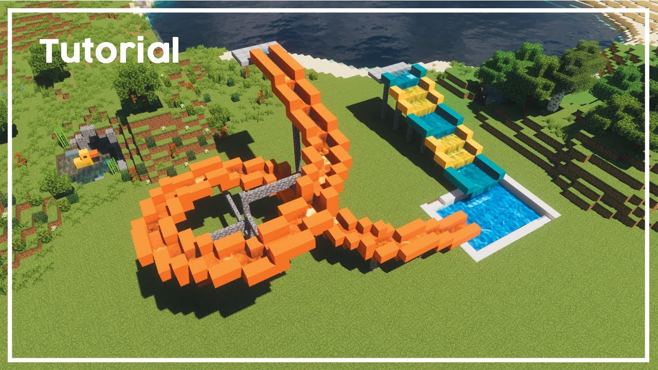 my water park slide turned into a moai emoji : r/Minecraft