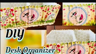 DIY organiser ideas | how to make desk organizer | cardboard craft ideas| Icecream stick craft ideas