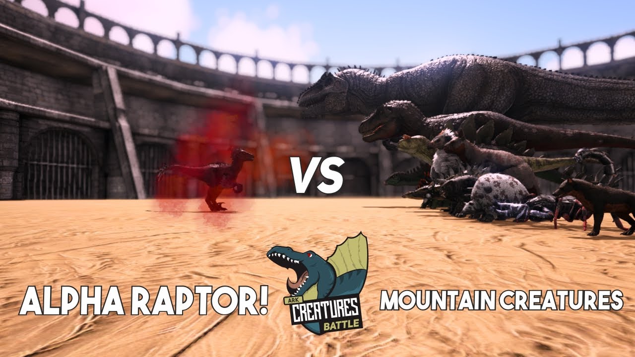 Alpha Raptor Vs All Mountain Creatures in The Island | Ark Survival ...