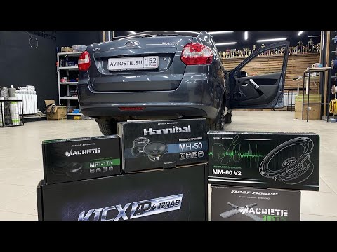 Новая акустика в двери + усилитель + сабвуфер 🔊  Бюджетный Автозвук в Лада Гранта