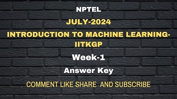NPTEL Introduction to Machine Learning IITKGP Week 1 Assignment Answers #nptel #aismps