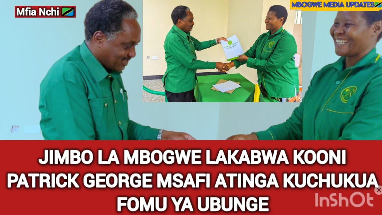 HAPATOSHI JIMBO LA MBOGWE LAKALIWA KOONI PATRICK GEORGE MSAFI ATINGA KUCHUKUA FOMU YA UBUNGE MBOGWE.