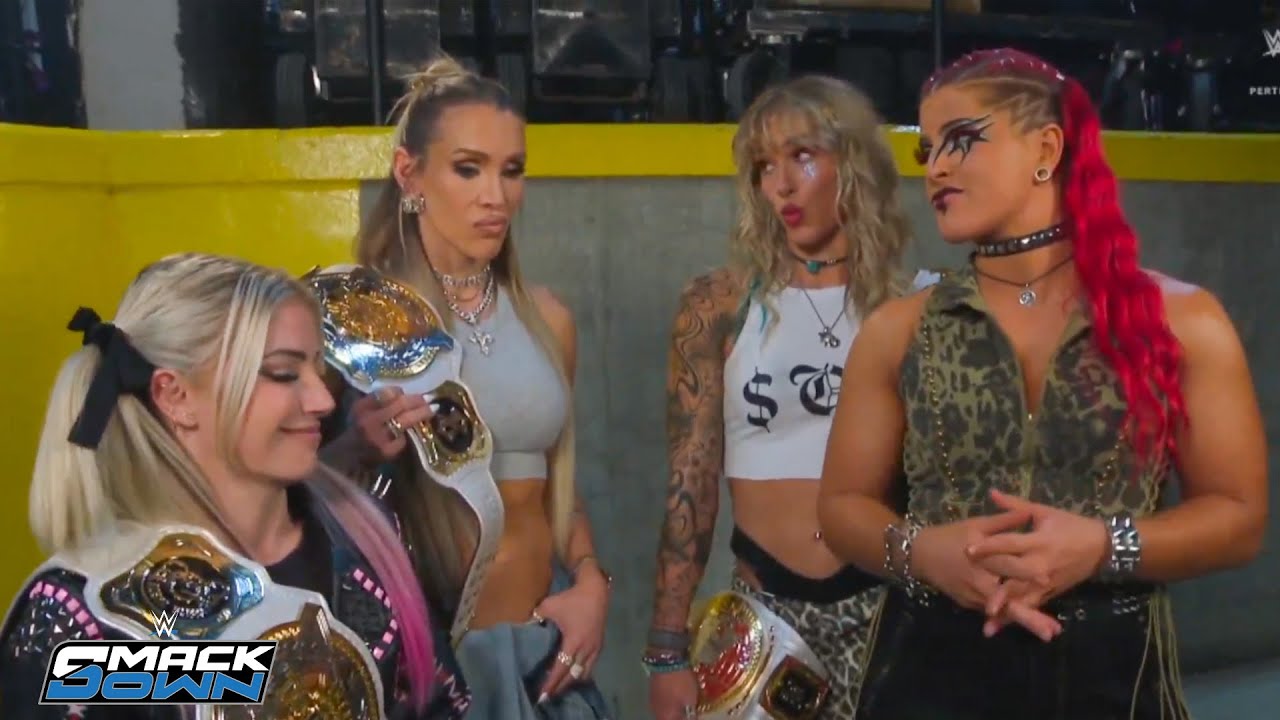 Charlotte Flair & Alexa Bliss Confront Sol Ruca and Zaria Backstage ...