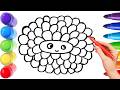 How To Draw cute flower Drawing, Painting &amp; Coloring For Kids and Toddlers_ Child Art 🐋🌈🎨