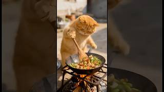Orange Cat Cooking: Edamame Stir-Fry with Diced Pork