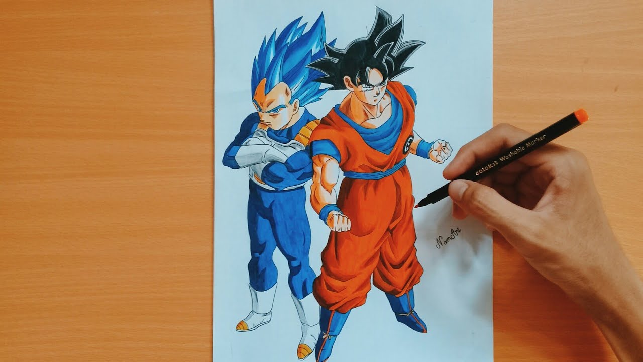 Drawing Vegeta Ultra Blue Form and Goku Ultra Instinct ...