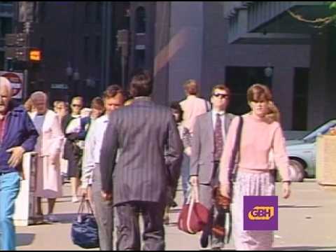 Office workers in Boston's Financial District seen in July, 1989