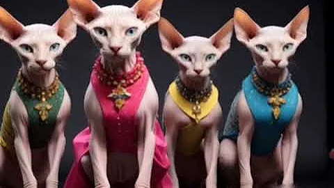 Watch the video about A magical fashion show is underway, with sphinx cats #funny#fashion#Sphynx Cat Fashion