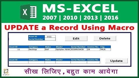 Macro in Excel in HINDI - Part 4  ( Update a Record using Macro )