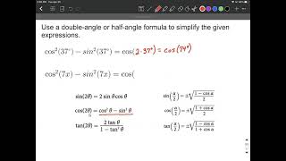 Double-angle or half-angle formula to simplify trig expressions
