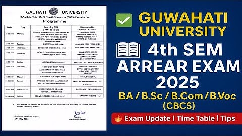 Guwahati University 4th Sem Arrear Exam Routine 2025 Out Now! | BA/BSc/BCom/B.Voc CBCS