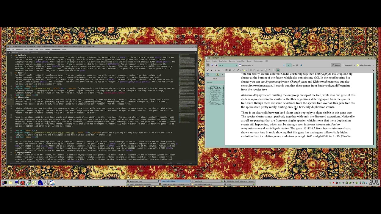 listen to vaporware and watch me proofread my bioinformatics module report