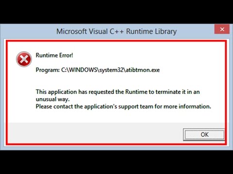 تصویری: چگونه خطای runtime exe system32 Atibtmon را برطرف کنم؟
