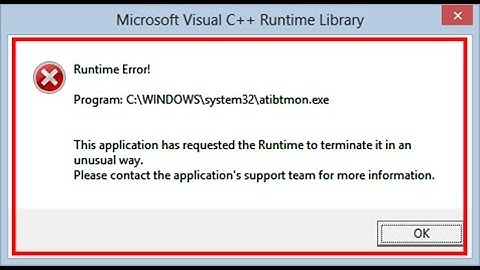How to fix Runtime Error-atibtmon.exe in windows 8/8.1/10