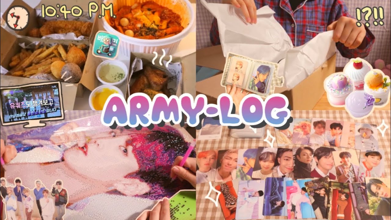 아미 자매의 덕질+일상 브이로그 (방탄소년단 큐빅페인팅, 야식, 슬라임 리뷰, 유퀴즈, Let's BTS, 방소개, 미니포카 바인더, 구두, BT21) ARMY VLOG 달의이야기