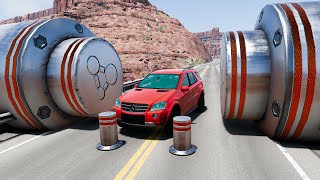 Cars vs Bollards & Hydraulic Press BeamNG.Drive