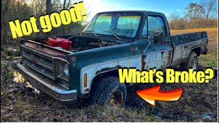Can we get it out of the creek? What's wrong with the transmission? 76 GMC K15 4X4.