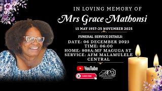 FUNERAL SERVICE OF MRS GRACE MATHONSI