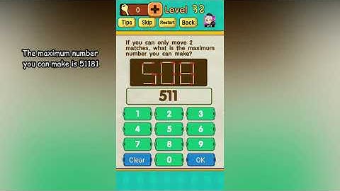 Mr Brain Level 32 what is the maximum number you can make?