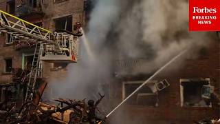 Russian Strikes On Kyiv, Ukraine Leave Fires And Smoke In Aftermath Of Destruction