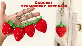 🍓 Cute Crochet Strawberry Keychain Tutorial for beginners | Crochet Keychain tutorial #strawberry