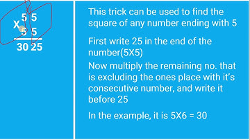 Easily trick to square any number ending with 5 in 2 seconds