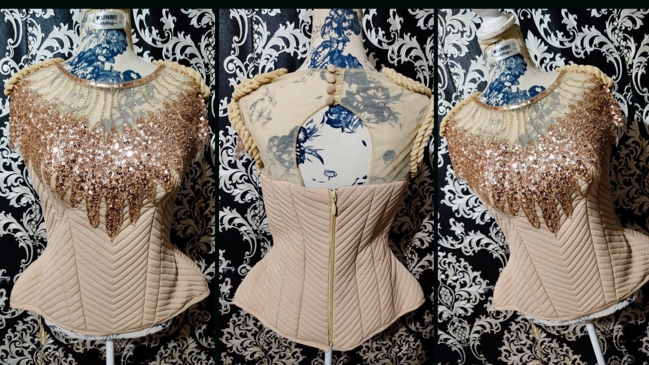 Как сделать стеганый узор на бюстье //Подробные инструкции по стеганию.