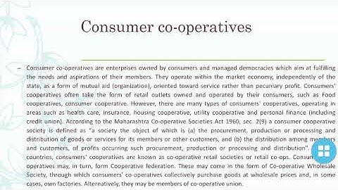 Consumer co-operatives