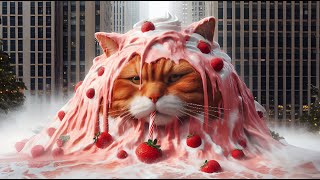 Cat Covered With Strawberry Milkshake 😻🍷 #animation #story #cat #cute #ai #kitten #viralcatsshorts