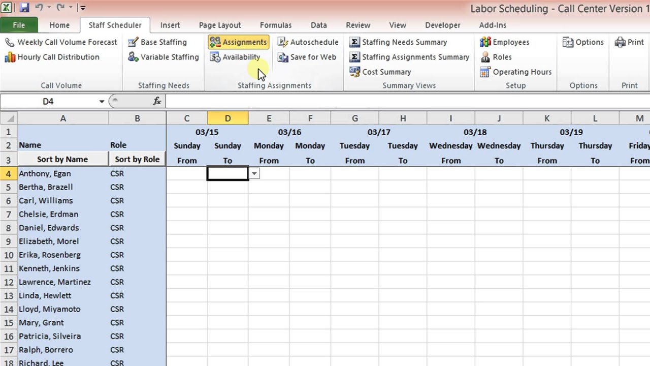 excel spreadsheet template for scheduling