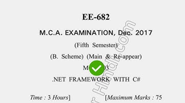 2017 Dcrust MCA 5th Sem  Net Framework with  C# Question Paper