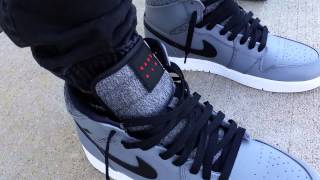 NIKE AIR JORDAN 1 RETRO HI HIGH RARE AIR COOL GREY WHITE 2015 ON FEET REVIEW HEAT
