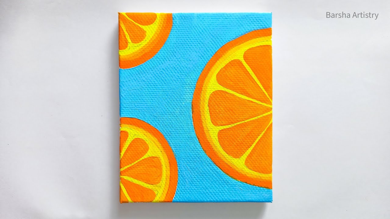 Easy Orange Slice Acrylic Painting Tutorial 🍊 | Simple Canvas