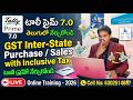 GST Inter-State Purchase / Sales with Inclusive Tax | Tally Prime 7.0 Telugu (2026)