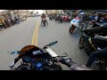 Motorcycle group ride crazy revving