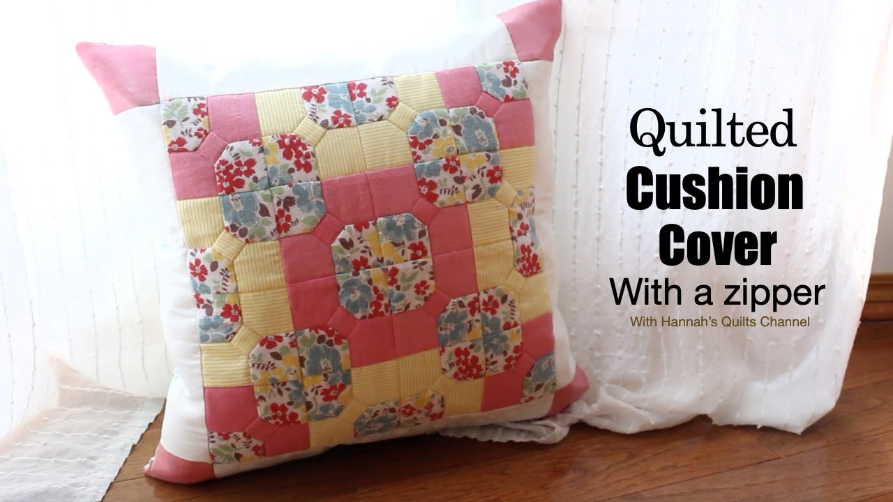 Quilted cushion cover with a zipper /simple and easy cushion cover