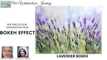 Bokeh technique.Paint this lovely lavender in watercolor.