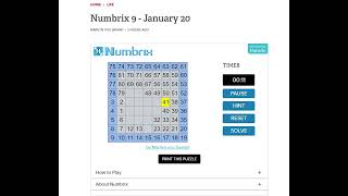 Solve Daily Numbrix 9 Puzzle 2024 ASMR