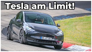 So „gut“ funktioniert ein Tesla Model Y auf dem Nürburgring! 😅 (KW V3 Fahrwerk im Test)
