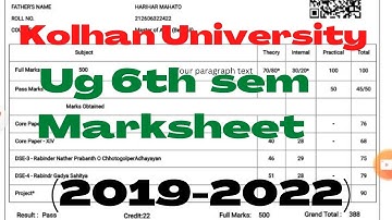 Kolhan University Ug 6th me Marksheet 2022 | Kailash Study Center