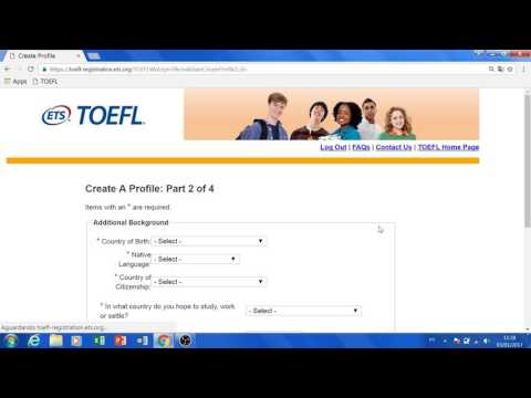 Fazer login no TOEFL