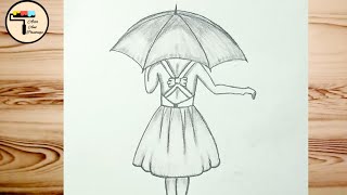 umbrella drawing easy draw beginners sketch pencil