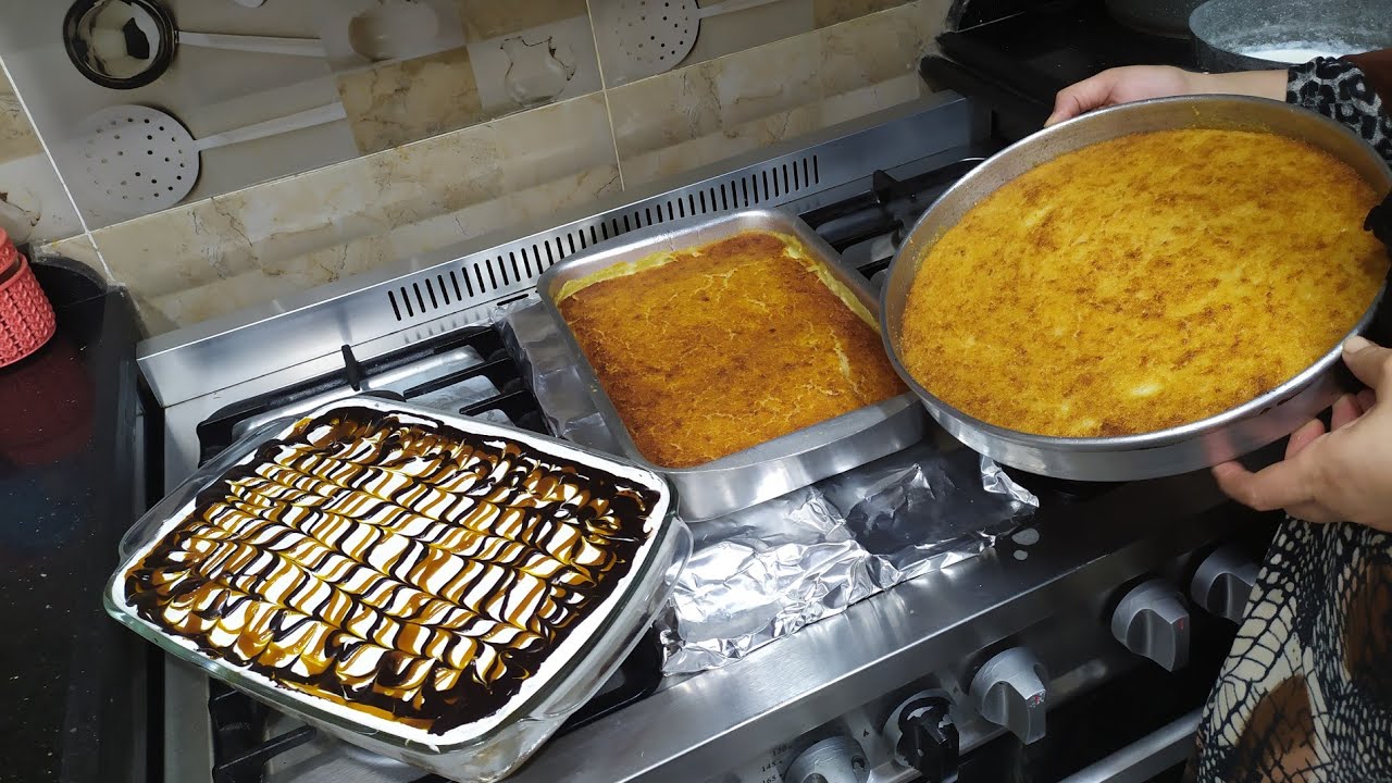 كل انواع البسبوسه وكمان المدلعه في فديو واحد تلات وصفات