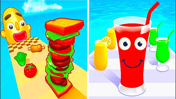 Sandwich Runner Vs Juice Run 🥤🥗🍔 Walkthrough All New Max Update Mobile Tiktok Gameplay WE8459