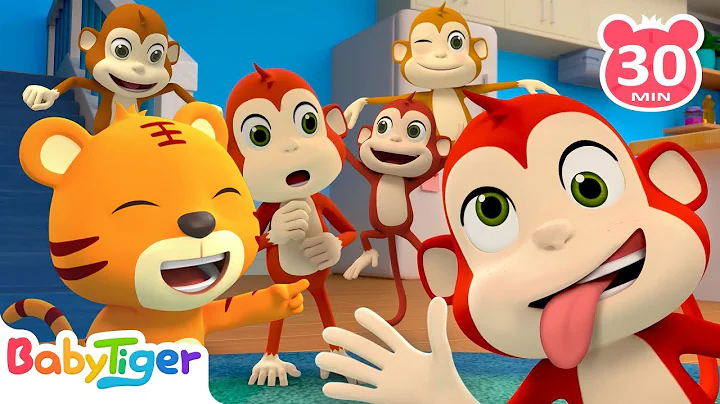 Five Little Monkeys🙉🙈🙊🐵🐒+ BabyTiger Animal Songs & Nursery Rhymes | Educational Songs