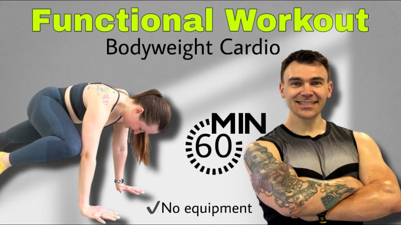 60 Min HIIT Functional Workout at Home – Bodyweight Cardio + Boxing & Kickboxing Training